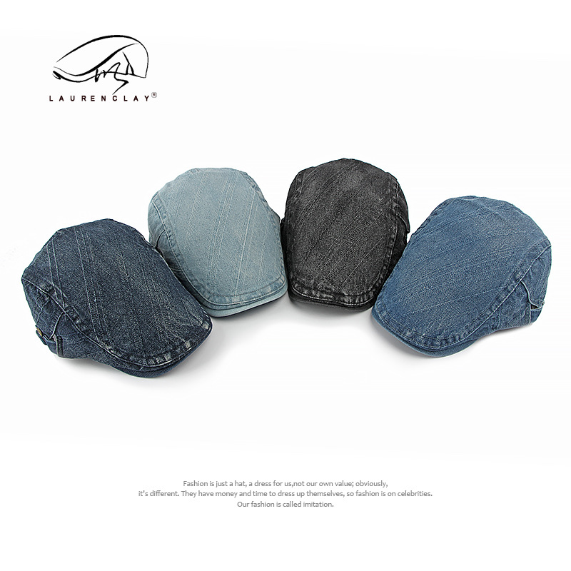 Sombreros de mezclilla lavados Gorro delantero retro británico para hombre Boina casual de todo fósforo para mujer nueva gorra de visera coreana
