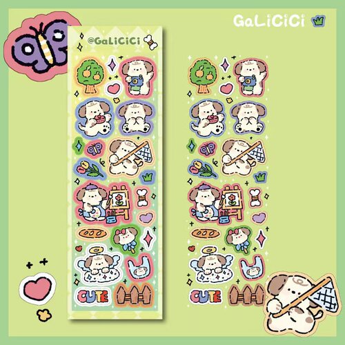 Curry Xixi original cute cartoon puppy rabbit stickers Guka decoration diy material laser stickers