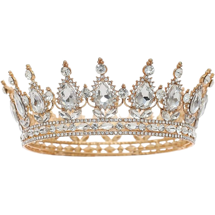 Gran princesa europea corona de novia de alta calidad corona barroca europea y americana joyas de cabello de lujo