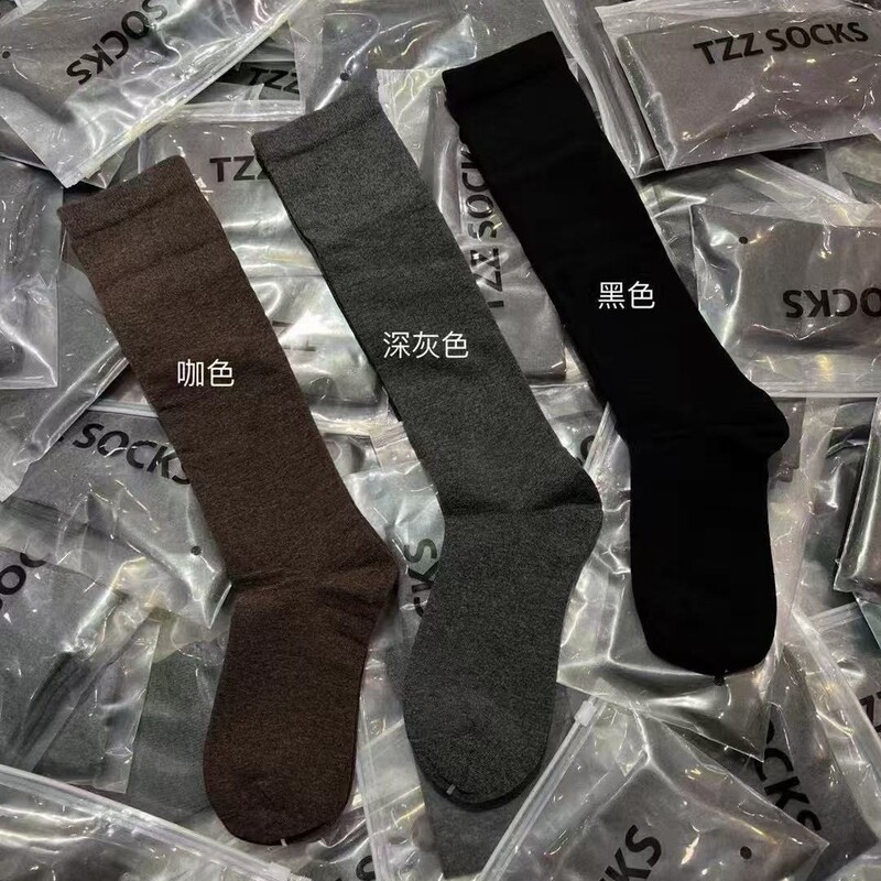 TZZ proprietress homemade calf socks simple pile socks cotton socks handmade boneless eye socks solid color tide socks