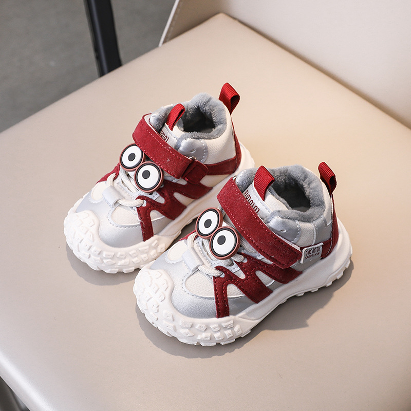 Scarpe sportive invernali per bambini, foderate in pile, calde, casual, da corsa, in cotone, per ragazzi e ragazze, stile versatile_voghion.com