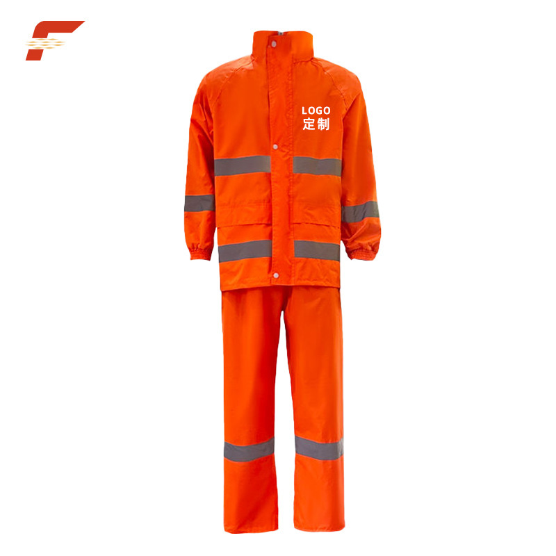 Oxford Cloth Sanitation and Cleaning Workers Split Raincoat and Rain Pants Set Labor Protection Road Construction Reflective Rainproof Clothing