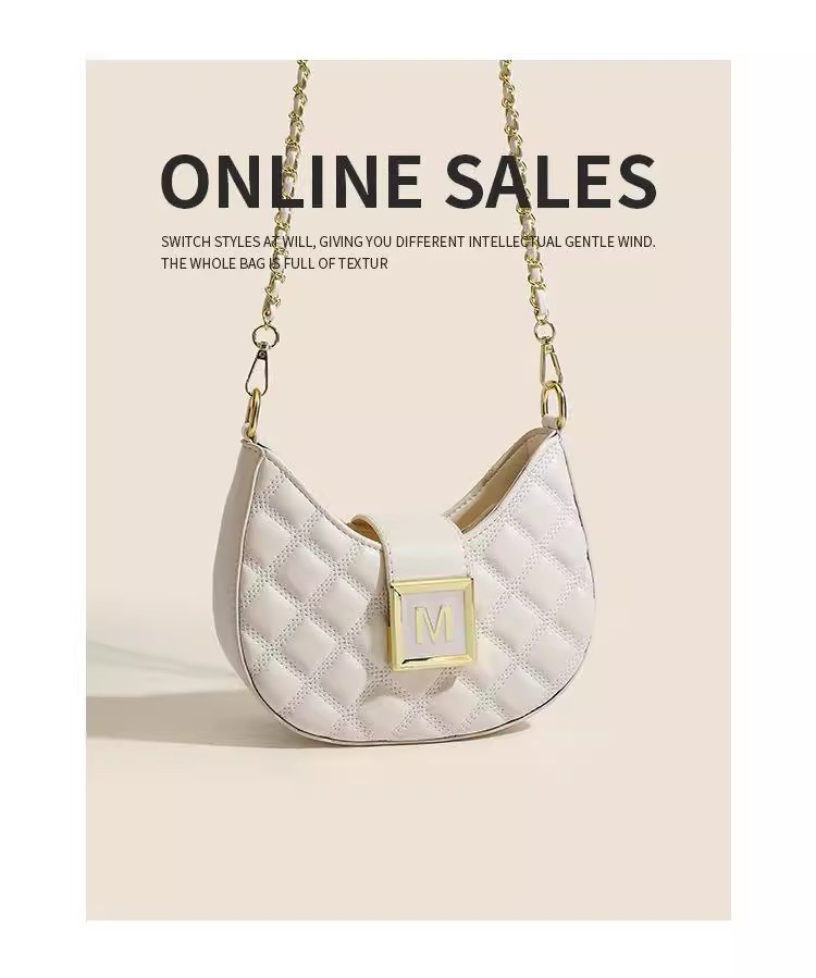 Advanced feeling for women 2023 new fashion Lingge single shoulder underarm bag versatile niche texture chain_voghion.com