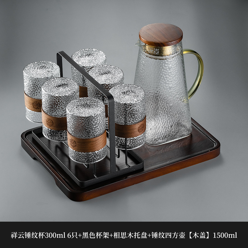 Nuevo chino patrón vertical taza de vidrio hogar de alta temperatura resistente taza de té hervidor de agua traje taza de beber anti-escaldado sala de estar hospitalidad