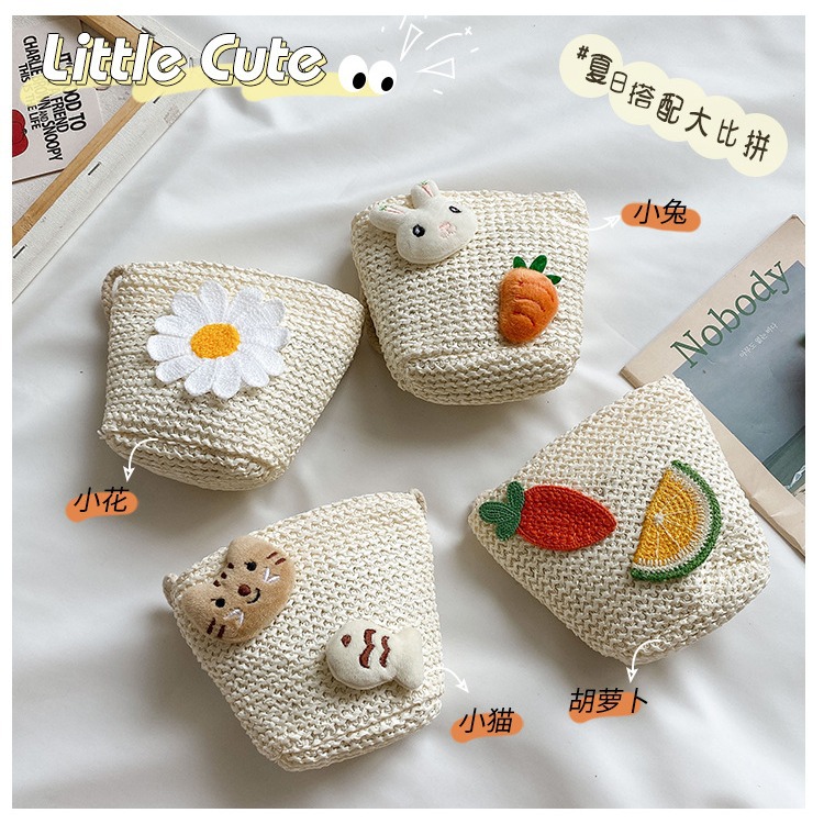Children's Small Bag Princess Versatile Coin Purse Infant Mini Cartoon Straw Bag Cute Baby Girl Crossbody Bag