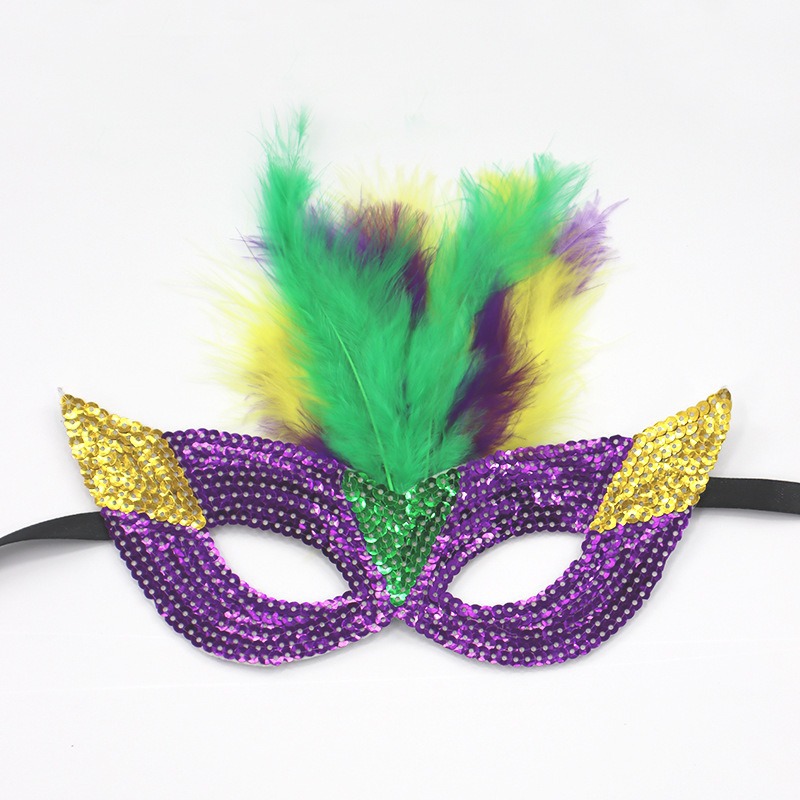 Carnaval europeo y americano Mardi Gras máscaras doradas morada-verde - sequela máscaras de fiesta bar transfronterizas