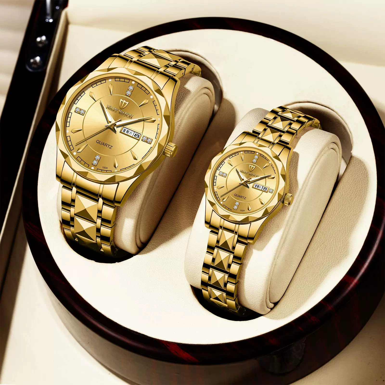 耐瑞新款潮流情侣手表防水日历石英腕表抖音爆款跨境代发1924