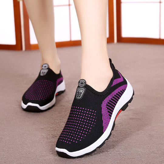 Spring and Autumn Old Beijing Cloth Shoes Women's Single Shoes Breathable Non-Slip Soft Sole Casual Shoes Mom's Shoes Middle-Aged and Elderly Walking Shoes Women's Shoes