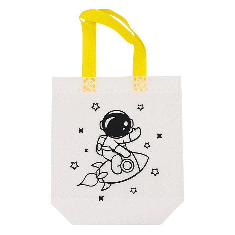 Dibujos animados DIY pintado a mano bolsa de graffiti bolsa de pintura para colorear para niños bolsa de colorear bolso no tejido premio de jardín de infantes