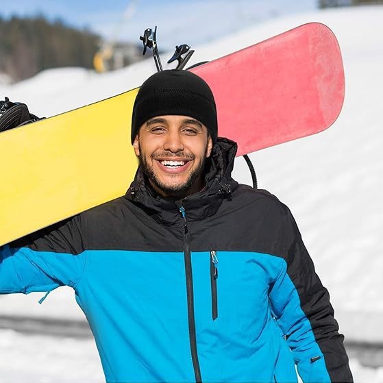 Neu Modische Ski-Fahrradmütze Klassische warme Wintermütze für Herren ohne Krempe Totenkopfmütze Weiche_voghion.com