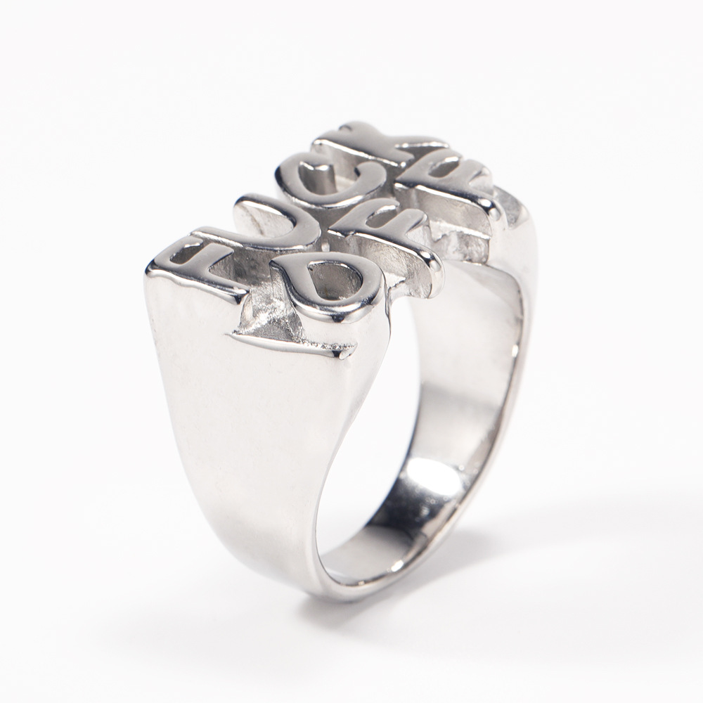19g Weight Rings Classification 1 Piece Quantity Street Occasion Titanium Steel Material Letter Pattern Men's Gender Polishing Design Hip-Hop Style Hip-Hop Letter Titanium Steel Polishing Men's Rings 3