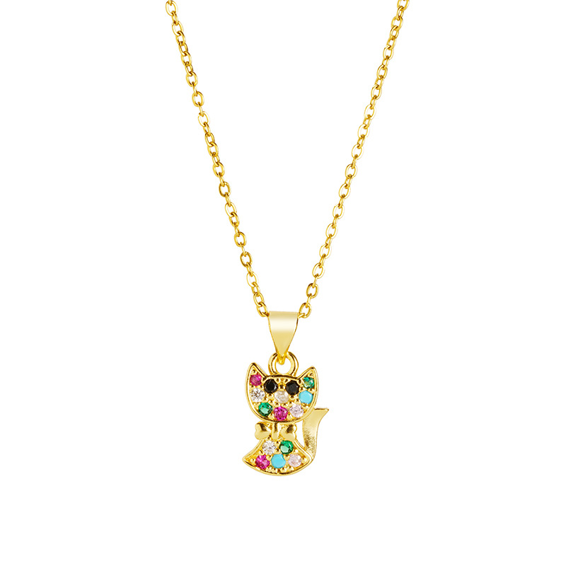 Vietnam Shajin estilo caliente personalidad moda lindo gato collar con microincrustaciones pendientes conjunto de joyería joyería transfronteriza europea y americana