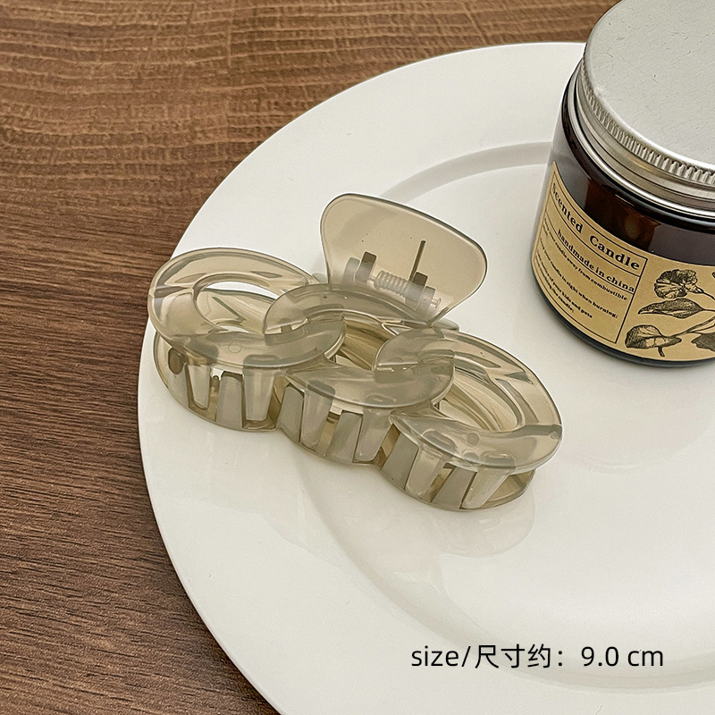 Milk Brown horquilla grande hacia atrás cabeza clip de pelo tocado de las mujeres principios de primavera de alto grado updo tiburón horquilla