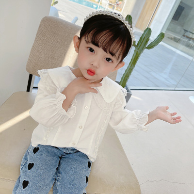 女童衬衣春秋款韩版宝宝长袖开衫洋气儿童打底衫潮流童装一件代发|ru