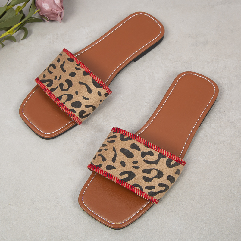 Women's Casual Leopard Square Toe Fashion Sandals display picture 7