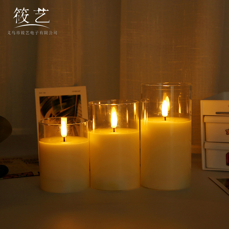 Amazon Hot Selling Remote Control Candle Lamp Set 3D Bullet Flame Electronic Candle Glass Cover Cross-border Explosions Amazon Hot Selling Remote Control Candle Lamp Set 3D Bullet Flame Electronic Candle Glass Cover Cross-border Explosions