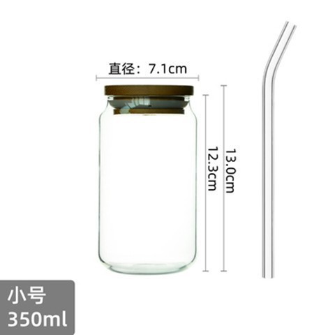 Taza de paja de vidrio de borosilicato cubierta de bambú taza de jugo de una sola capa taza de coque de vidrio transparente de gran capacidad taza de una sola capa transfronteriza