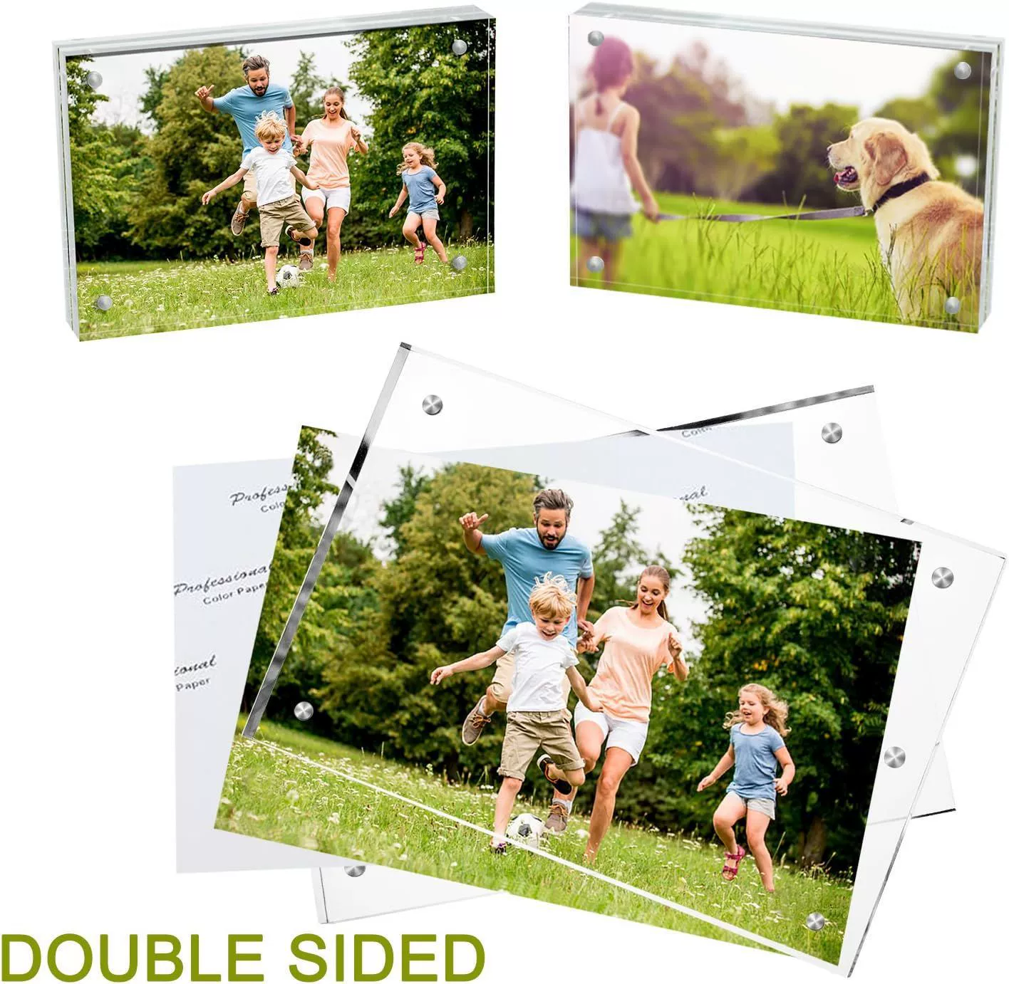 Double-sided magnetic table acrylic photo frame