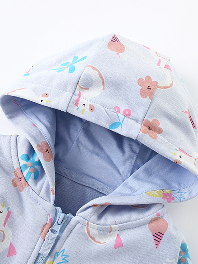 Malwee chaqueta infantil de otoño nuevo estilo europeo y americano de impresión casual para niños con sombrero con cremallera chaqueta de estilo occidental