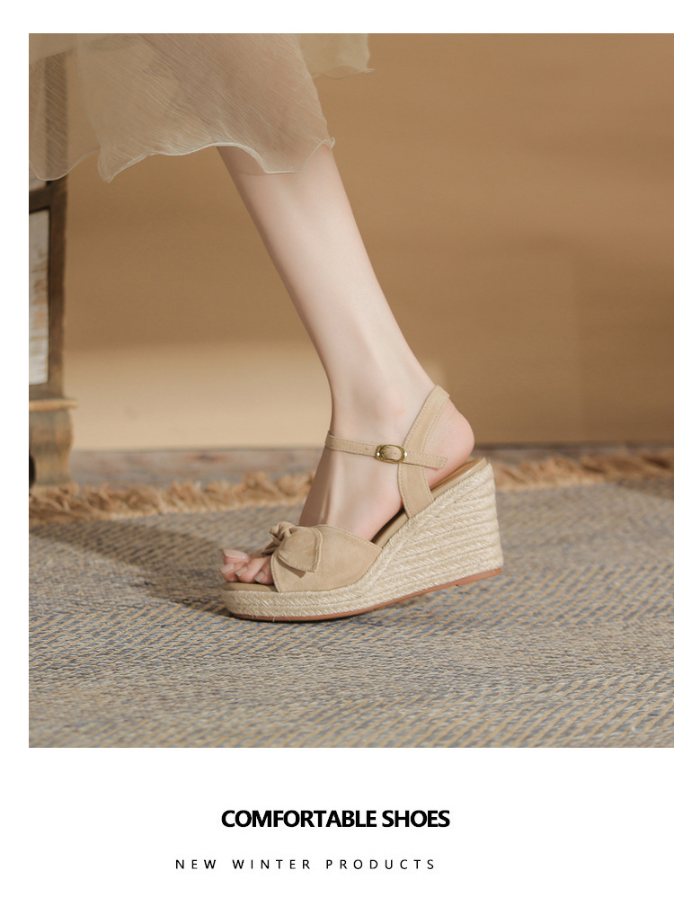 Sandal cao gót nữ hở mũi đế xuồng đan thừng gót 9 cm — Xanh lá cây nhạtcolor chi tiết 9