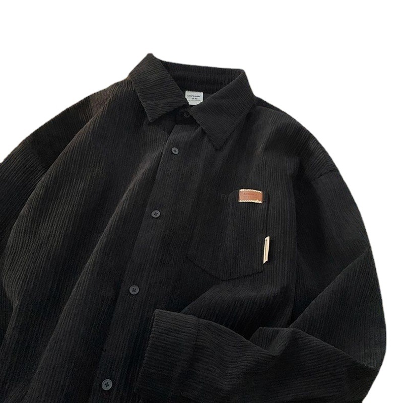 Estilo japonés camisa de abrigo de pana hombres otoño ins moda de alto grado sentido frito calle casual Ruan guapo camisa de manga larga de los hombres de moda