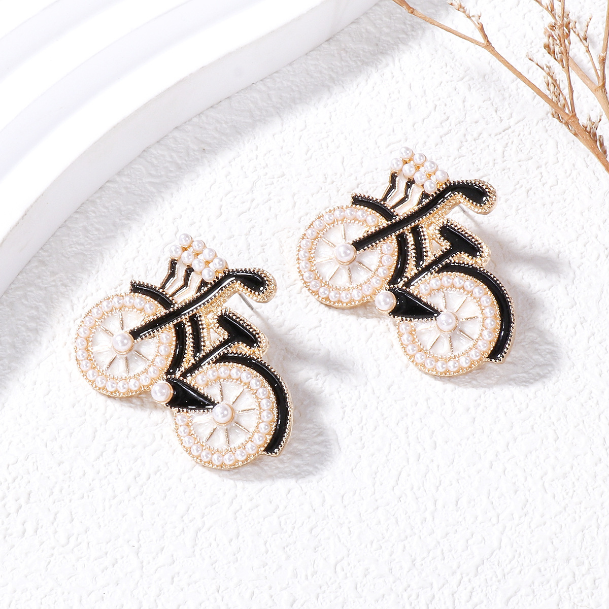 Cute Sweet Bicycle Alloy Artificial Pearls Women's Ear Studs 1 Pair display picture 13