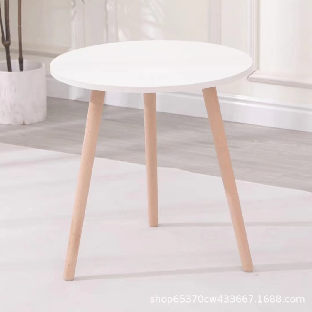단일 레이어 화이트 커피 테이블 단단한 나무 다리 50cm