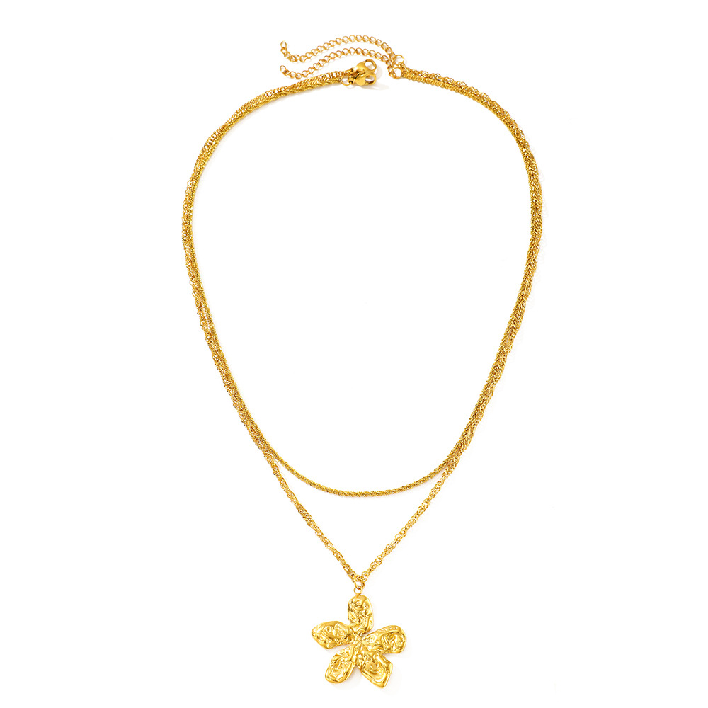 Joyas de flores exageradas europeas y americanas, pliegues femeninos, pétalos de flores, collares de acero inoxidable del palacio, nuevos productos para damas al por mayor