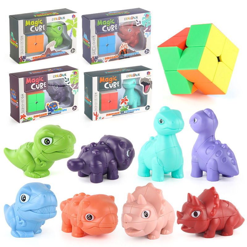 Simulación transfronteriza animal dinosaurio cubo rubico rotación color sólido de segundo orden alienígena dinosaurio espada dragón descompresión juego de juguetes cubo rubico