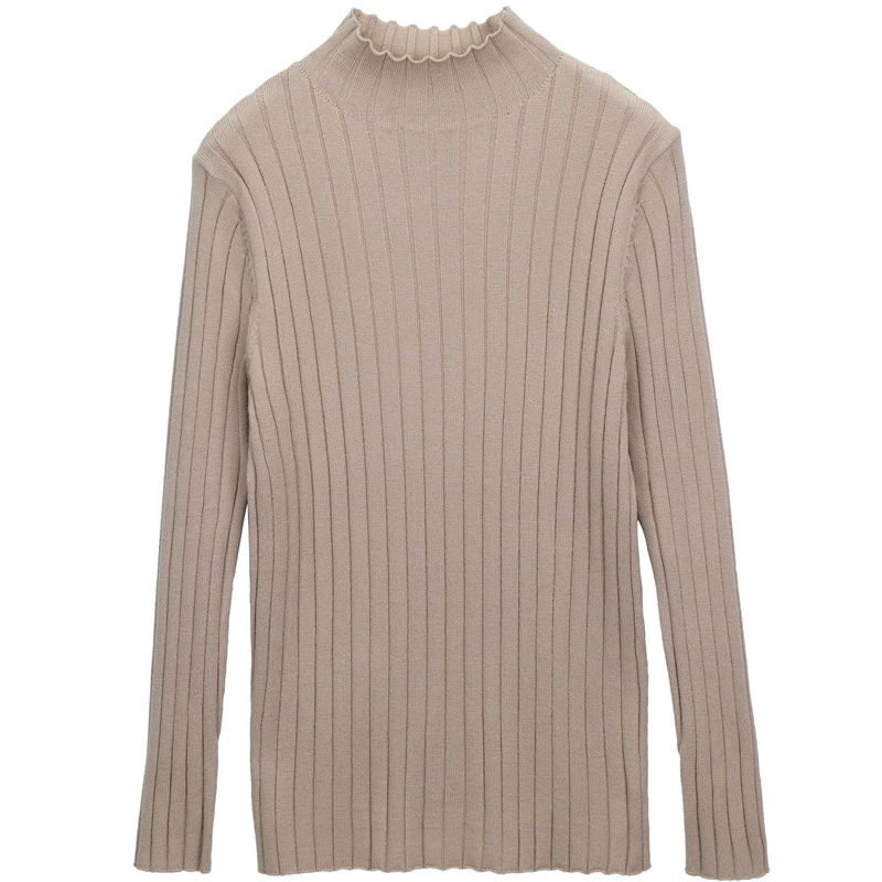 Black knitted elastic sweater, demi-season base body-friendly long-sleeve, slim fit