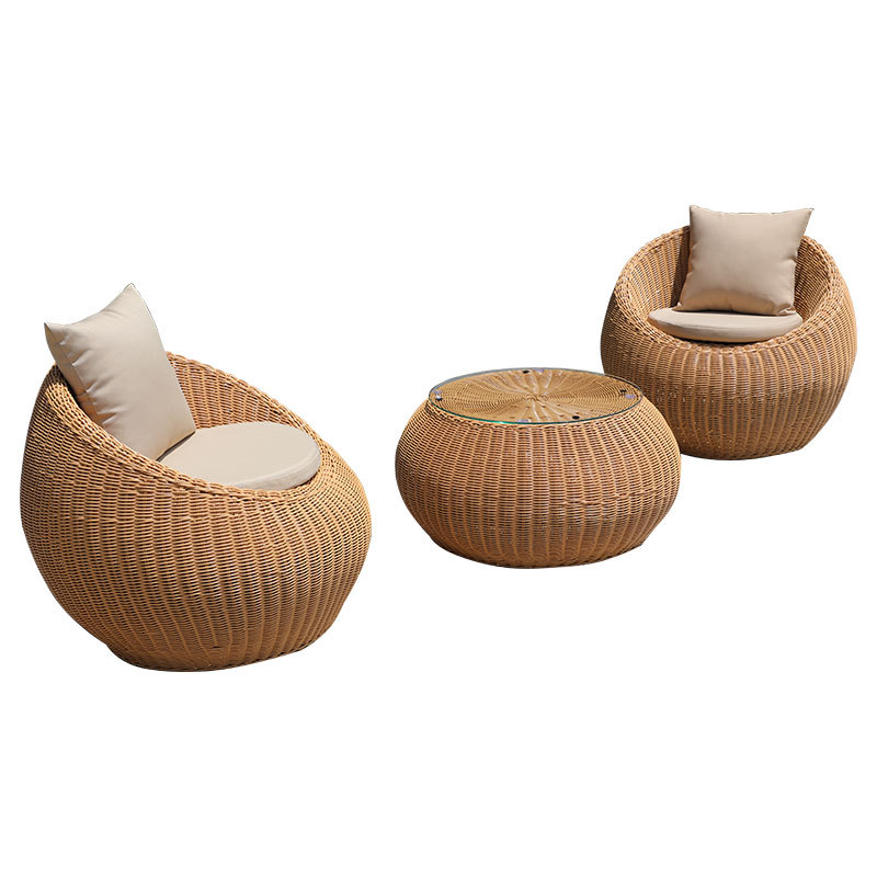 Sofá de ratán al aire libre Silla de ratán al aire libre al aire libre Solárium Ocio B & B Patio Terraza Jardín Mesa de centro Juego de tres piezas