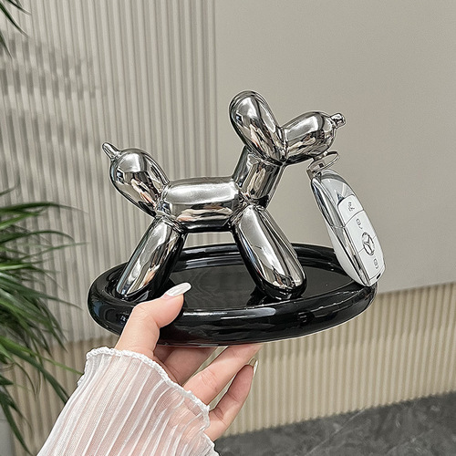 New electroplated puppy desktop storage rack, light luxury ceramic entrance key storage rack, high-value glasses rack