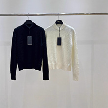 FF圆点刺绣罗纹边秋冬圆领羊毛女羊毛高领基础针织毛衣打底衫