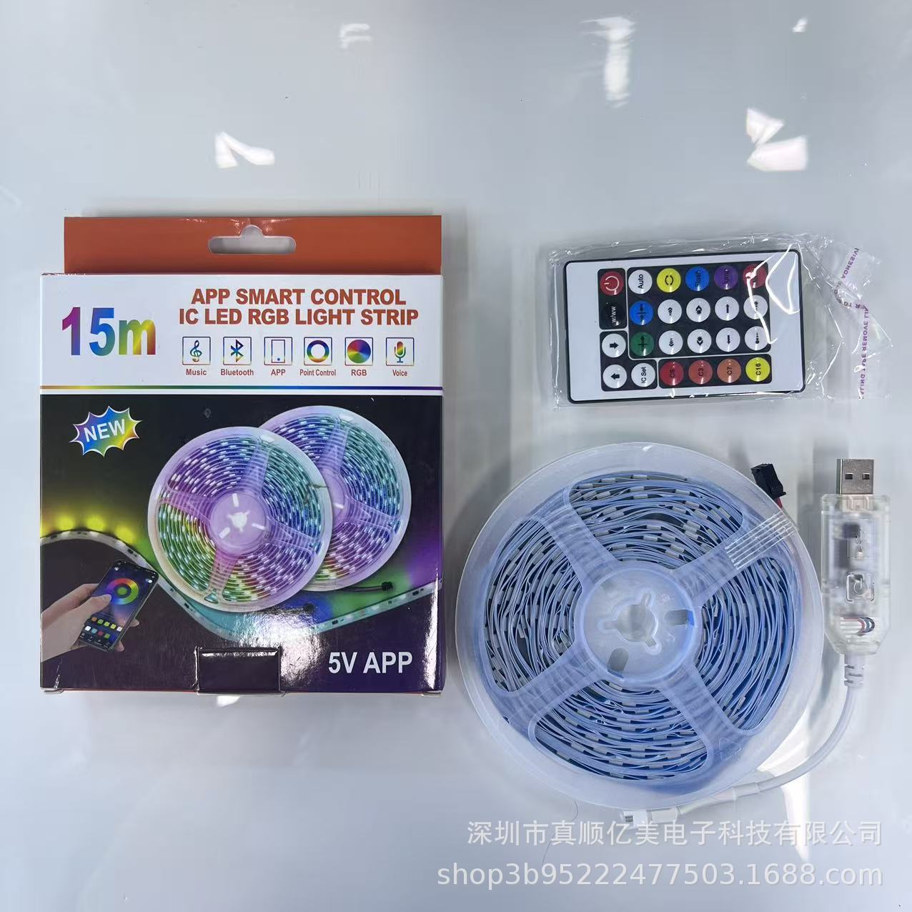 Luz led rgb con usb - Mirage 5050rgb - 5v - 12n placa desnuda - dientes azules transparentes + placa - caja de color image 9