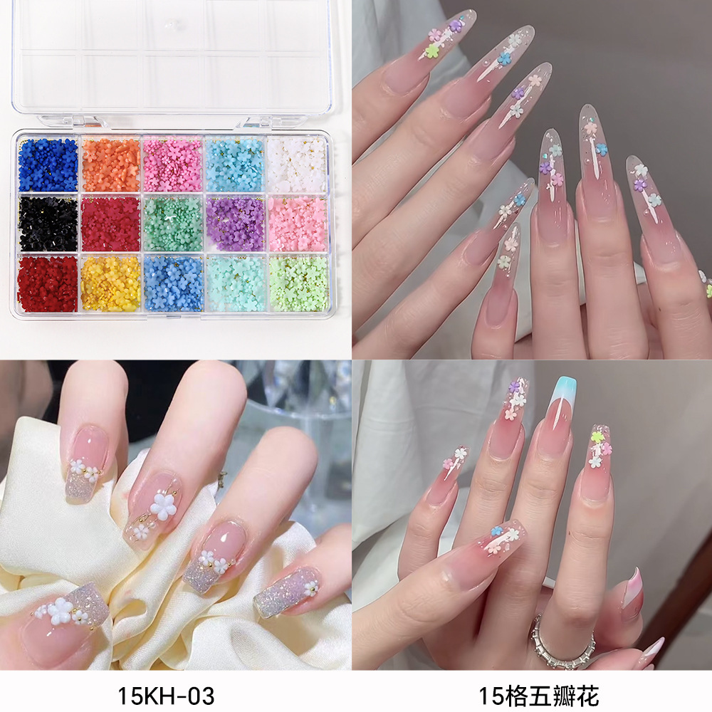 Gemas Planas de Resina para Uñas de Cinco Pétalos Decorativo DIY para Arte de Uñas image 9