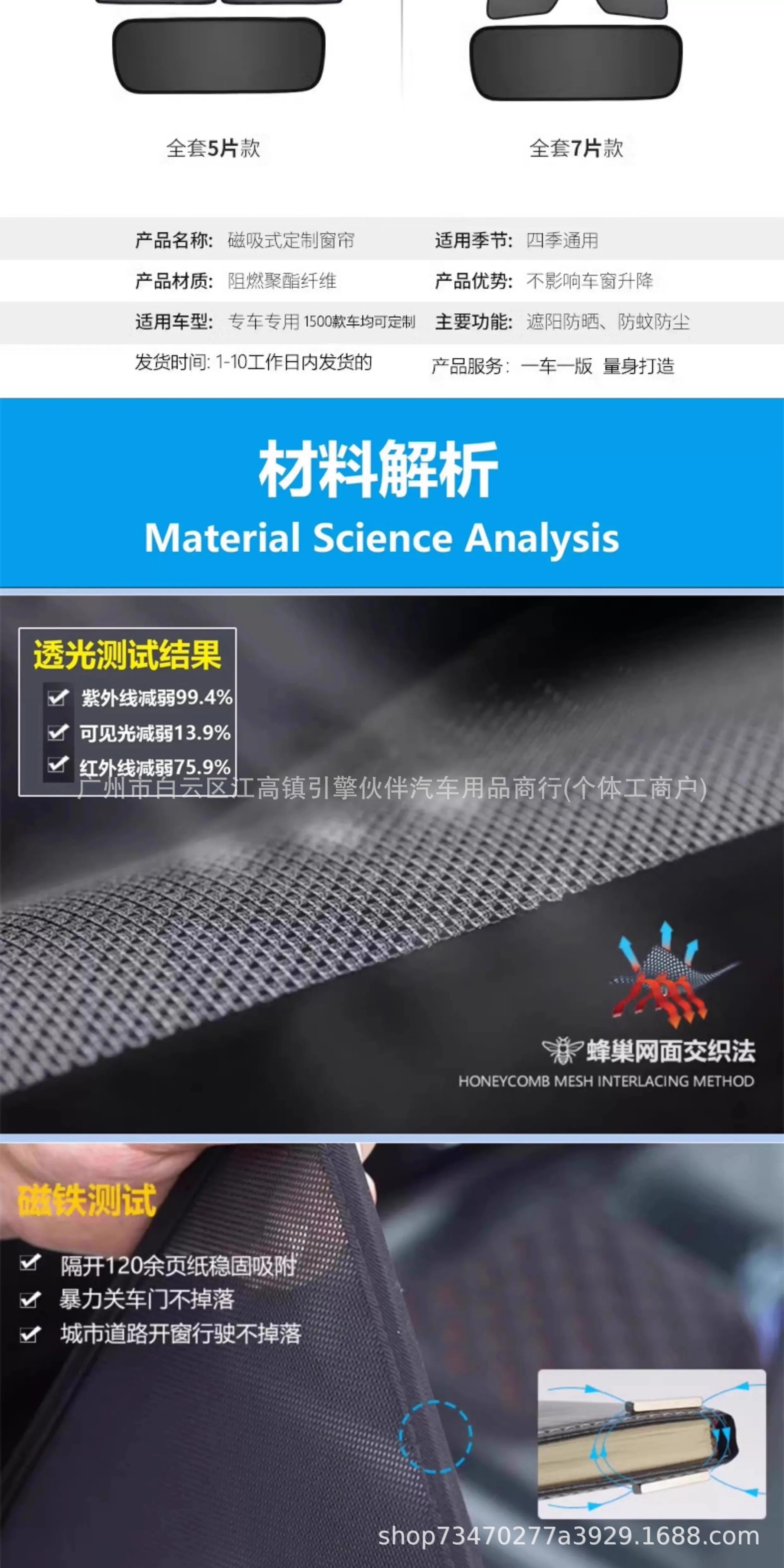 Suitable for Fengyun T11 sunshade, magnetic mesh mosquito-proof side curtain, sun protection and heat insulation sunshade