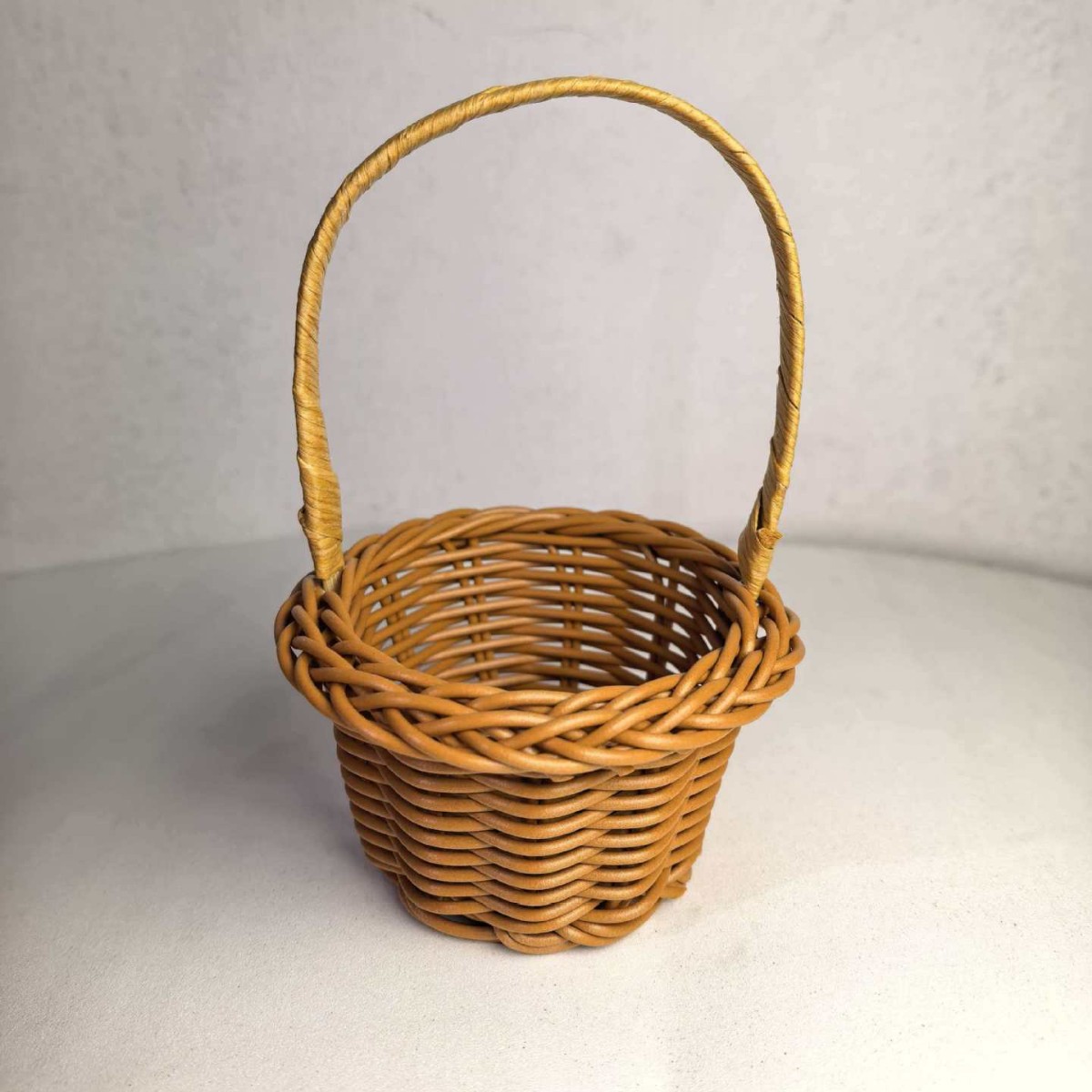 手提篮迷你篮仿藤编织篮塑料仿藤壁挂篮阳台客厅装饰插花篮手提篮