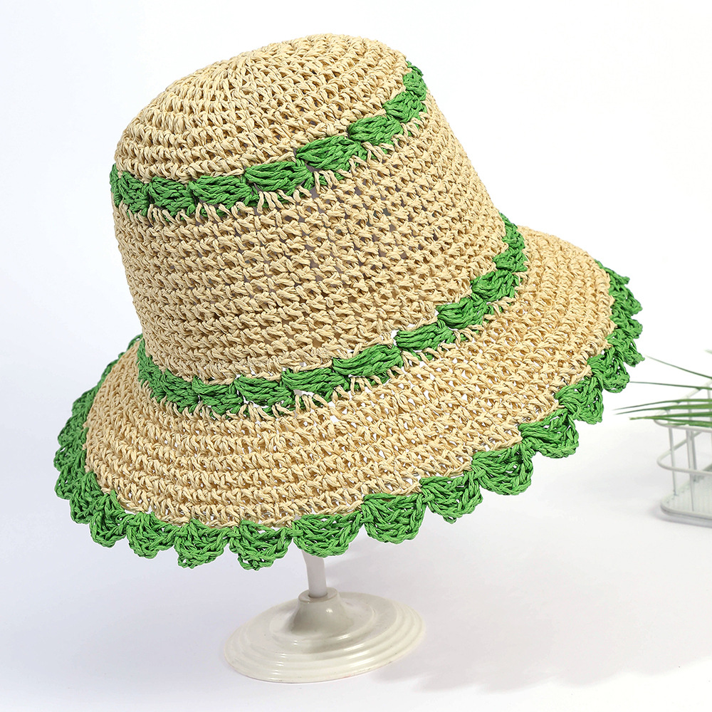 Sombrero de paja fresco para mujer Verano Playa a prueba de sol sombrero de pescador a prueba de sol versátil casual cara de aspecto pequeño sombrero de pescador