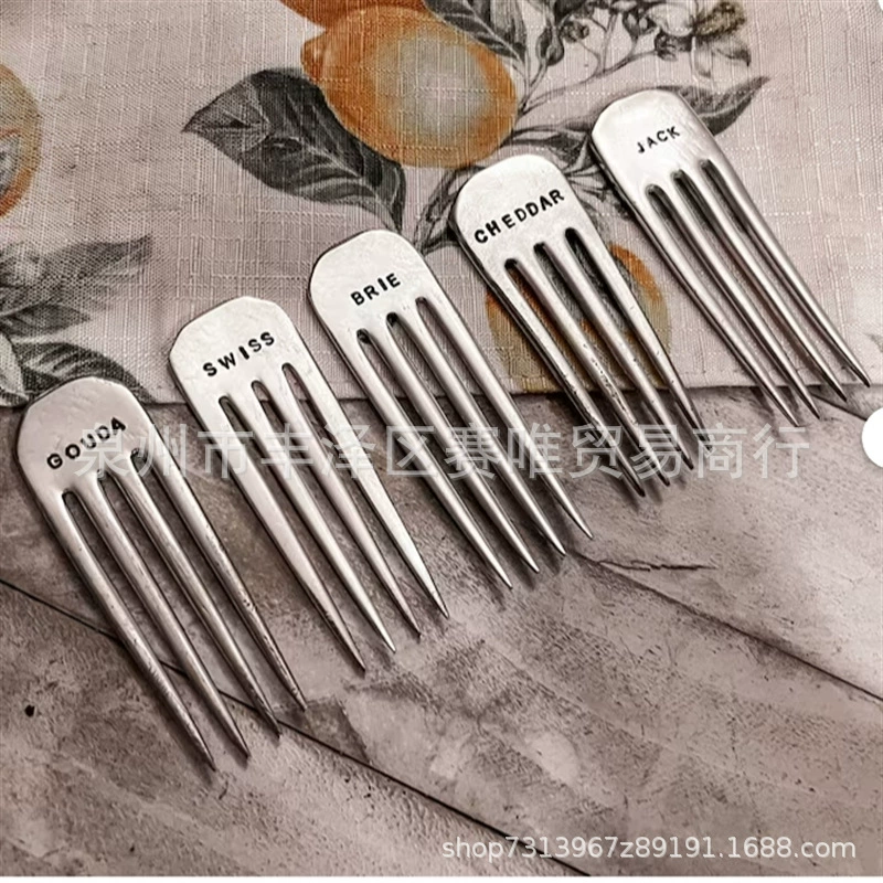 Cheese Marker Handstamped Silver fork cheese handprint silver fork