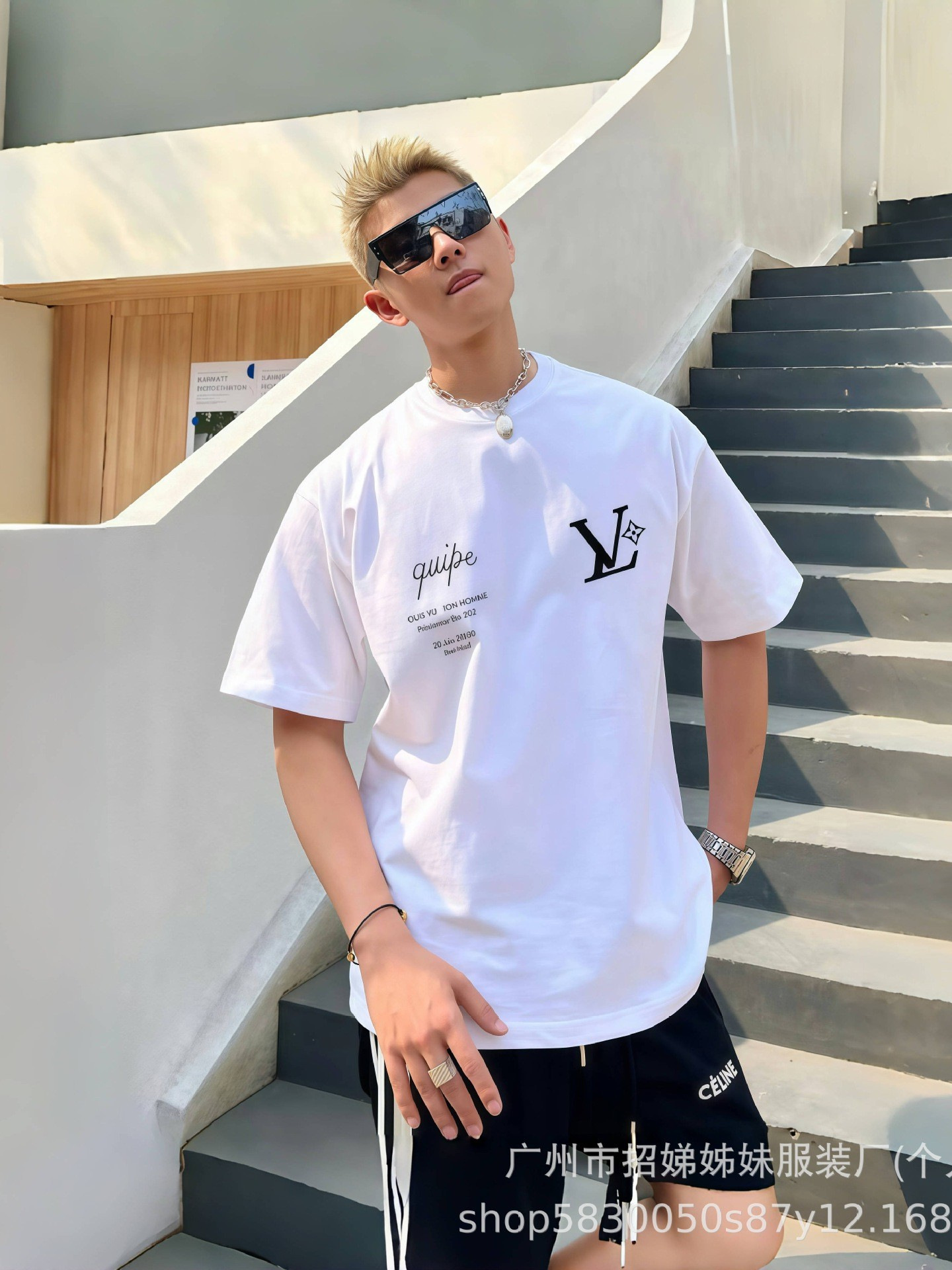 ロバ家高バージョンL家25新社員限定半袖tシャツ潮牌アルファベットプリント男女モデルゆるい半袖