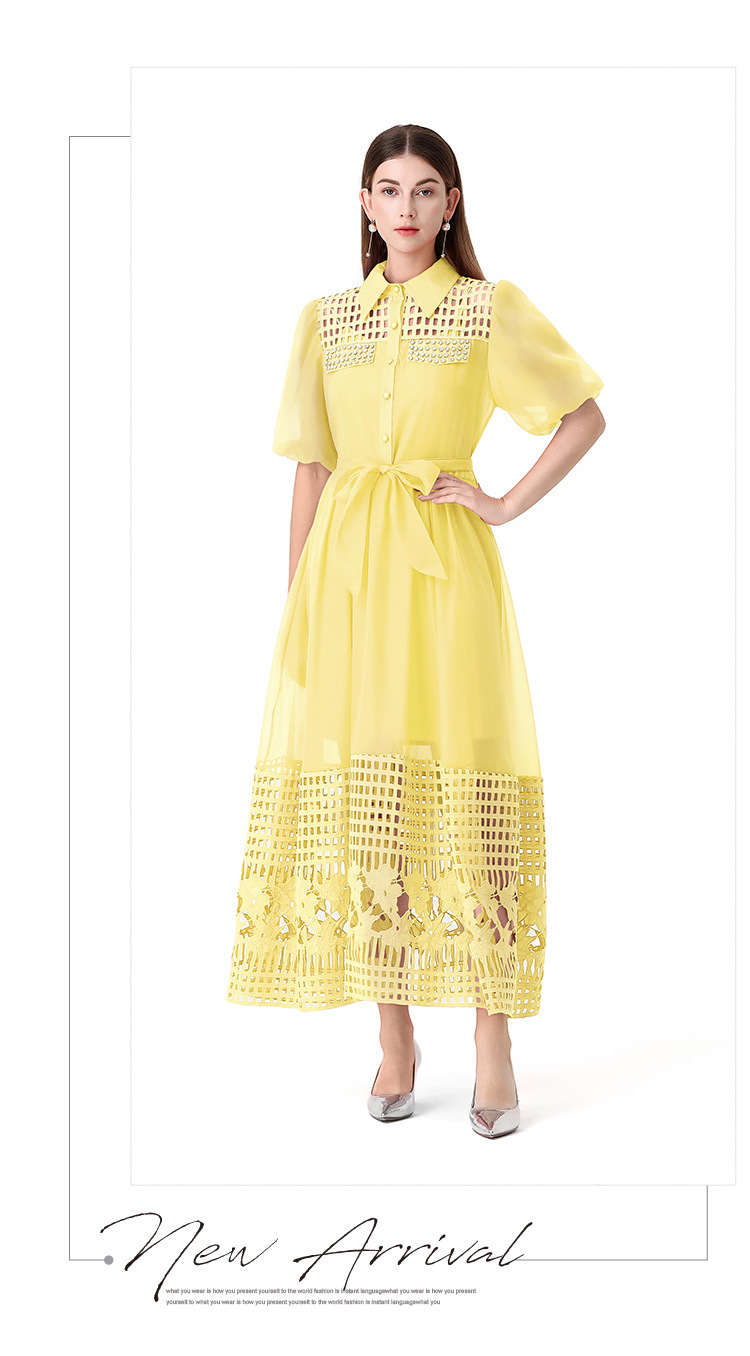 Women's Clothing Elegant Style Tie Waist Short Sleeve Women's Clothing Dress For Formal & Casual For Women_ecoleips.com