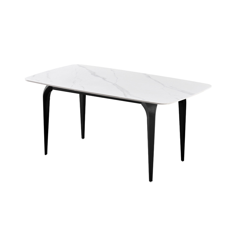 Mesa de comedor de tabla de roca pequeña casa nueva mesa de comedor de lujo moderna simple mesa de comedor rectangular mesa de comedor de piernas de elefante
