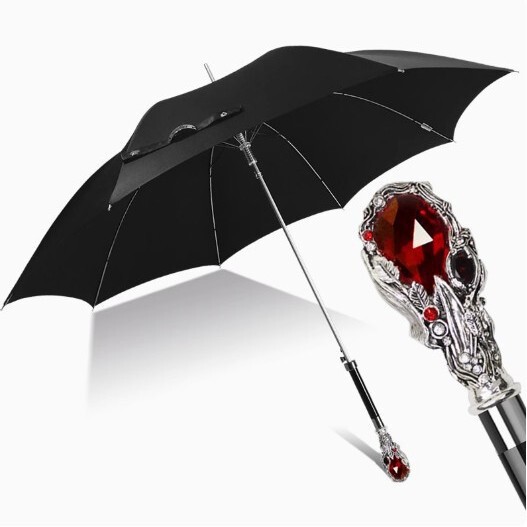 Long-Handled Ruby Umbrella British Style Straight Gentleman's Umbrella Women's Automatic Sunny or Rainy Sun Protection Umbrella Aristocratic High-End Umbrella