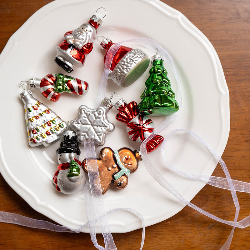 新しいクリスマス装飾品ガラス異形ボールペンダント小さなクリスマスツリークリエイティブ雪だるま老人装飾ペンダント|undefined