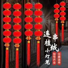 大红灯笼植绒小灯笼串挂饰春节新年连串灯笼装饰户外街道树上布置