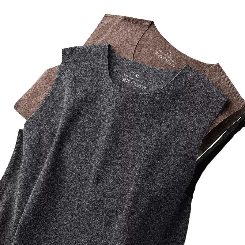 跨境保暖内衣男打底衫德绒无痕发热内穿加绒打底背心冬季马甲上衣