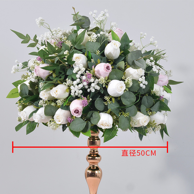 50cm 봄 새싹 꽃 공 - 흰색과 보라색
