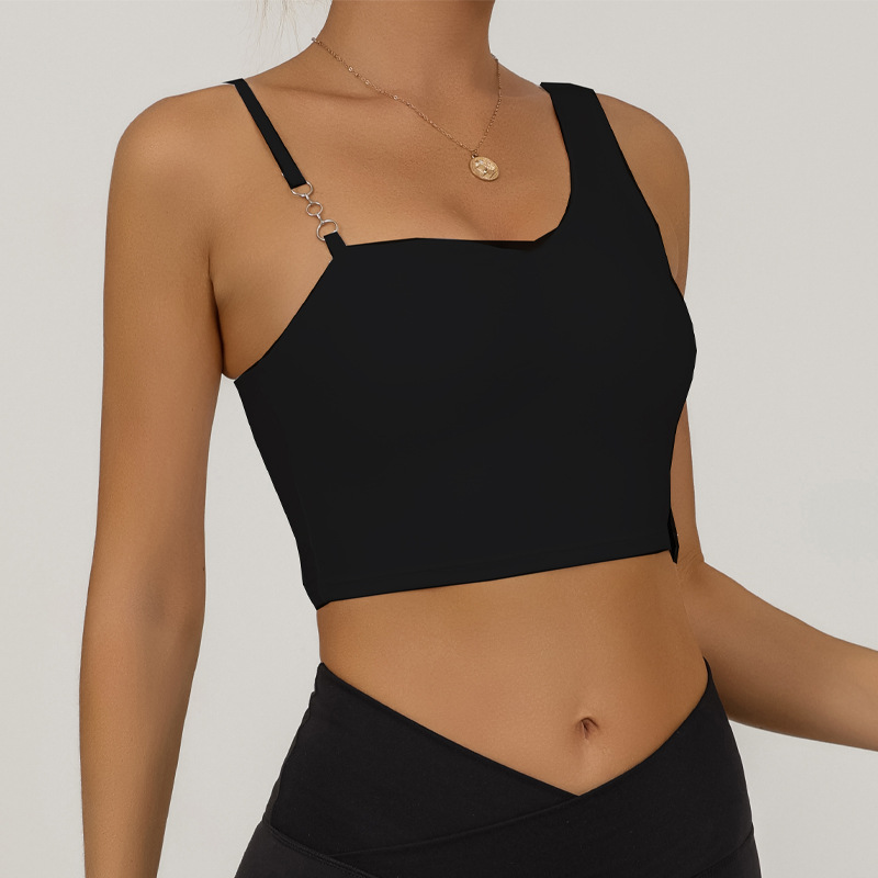 Europa y Estados Unidos chaleco deportivo transfronterizo con cojín de pecho de alta elasticidad, secado rápido, yoga de cintura alta, entrenamiento de acondicionamiento físico, chaqueta de cabina