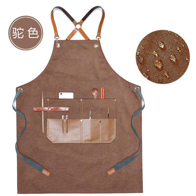 Denim delantal moda coreana peluquero pintura arte estudiante cafetería ropa de trabajo grueso lienzo delantal al por mayor