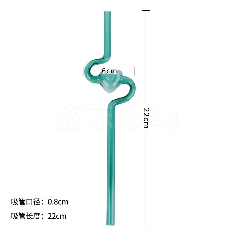 Nueva alta borosilicato corazón largo curvado paja chica corazón transparente paja hogar leche jugo paja tubo